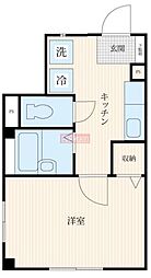 東武東上線 北池袋駅 徒歩4分の賃貸マンション 1階1Kの間取り