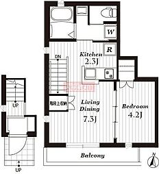 東京メトロ有楽町線 氷川台駅 徒歩12分の賃貸アパート 2階1LDKの間取り