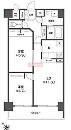 東武東上線 大山駅 徒歩9分の賃貸マンション 2階2LDKの間取り