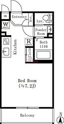 小竹レジデンス 2階ワンルームの間取り