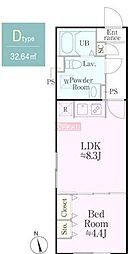 グローリオシェルト練馬桜台 3階1LDKの間取り