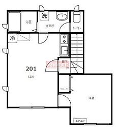 西武池袋線 椎名町駅 徒歩4分の賃貸アパート 2階1LDKの間取り