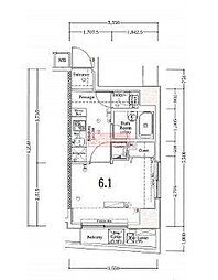 ジーベック練馬 5階1Kの間取り