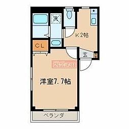 メゾン壱番館 1階1Kの間取り