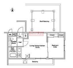 フェルトバーンハウス新江古田 4階1LDKの間取り