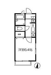 グレースハイム 2階1Kの間取り