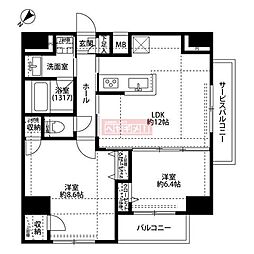 プレール・ドゥーク板橋 14階2LDKの間取り