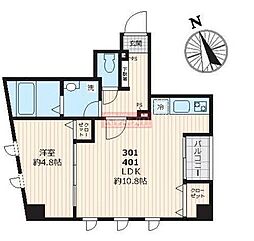 ピークサイドレジデンス早稲田 4階1LDKの間取り