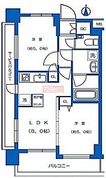 エステムプラザ池袋ザ・ヴィンテージ 6階2LDKの間取り