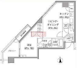 エーデル練馬 2階1LDKの間取り