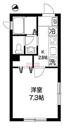エミネンス千早 2階1Kの間取り