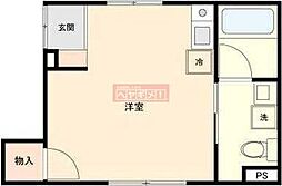 ＧＬＡＮＺ 2階ワンルームの間取り