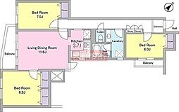 JR山手線 池袋駅 徒歩8分の賃貸マンション 1階3LDKの間取り