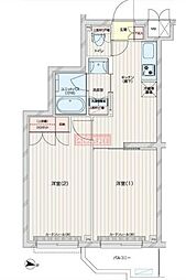東京メトロ副都心線 地下鉄赤塚駅 徒歩6分の賃貸マンション 2階2DKの間取り