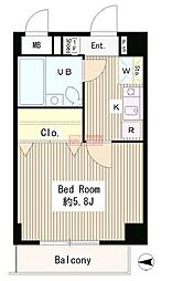 サンライズハイツII 3階1Kの間取り