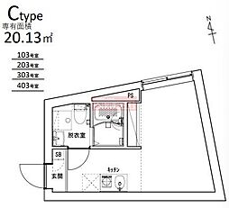 Ludens椎名町 ワンルームの間取図画像