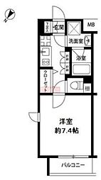 プレール・ドゥーク桜台 1Kの間取図画像