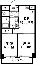アソシエール千川 2DKの間取図画像