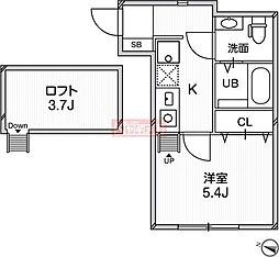 ルクール平和台 1Kの間取図画像