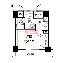プレール・ドゥーク早稲田 1Kの間取図画像