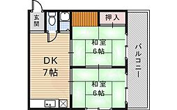 アクティハイツ 2DKの間取図画像