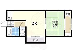 島上マンション 1Kの間取図画像