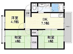 ハイツ椿園2 3DKの間取図画像
