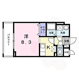 エクセル宝塚 1階1Kの間取り