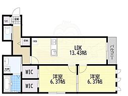 アイメゾン ドゥ シトラス 2LDKの間取図画像