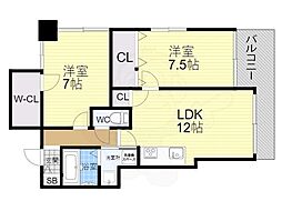 サテライト仁川 2SLDKの間取図画像