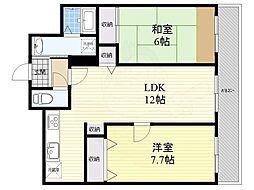 ボヌール宝塚 2LDKの間取図画像