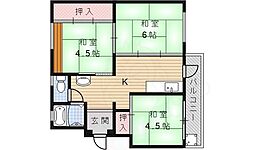 宝梅園団地7号 3Kの間取図画像