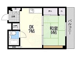 シャトークレイン 1DKの間取図画像