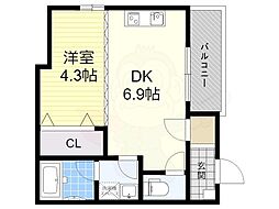 ALEGRIA仁川 1DKの間取図画像