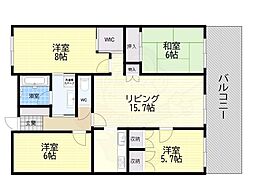 コスモ宝塚武庫山 4LDKの間取図画像