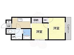 プレアール宝塚泉町 2Kの間取図画像