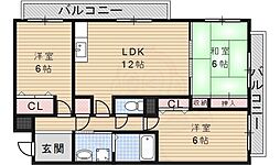 ペイサージュ宝塚 3LDKの間取図画像