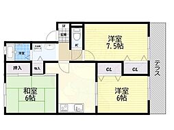 ウェストハイム 3DKの間取図画像