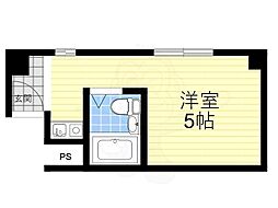 ロイヤルメゾン甲東園ガーデン 1Kの間取図画像