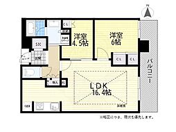 ジオタワー宝塚グランレジデンス The North 2LDKの間取図画像