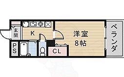 クレール宝塚2 1Kの間取図画像