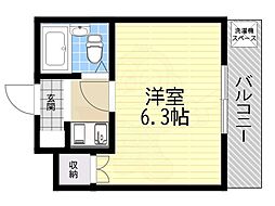 シャトー栄根2 1Kの間取図画像
