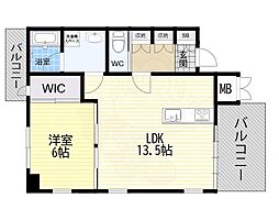 グリーンコートARAMAKI 1LDKの間取図画像