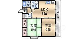 ハイツ中山 2LDKの間取図画像