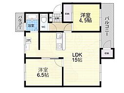 県公社東仁川団地4号棟 2LDKの間取図画像