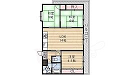 ヴューテラス宝塚 3LDKの間取図画像
