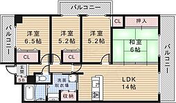 パセオ清荒神2棟 4LDKの間取図画像