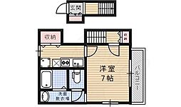 フルール宝塚 1Kの間取図画像
