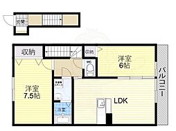 D1 2LDKの間取図画像