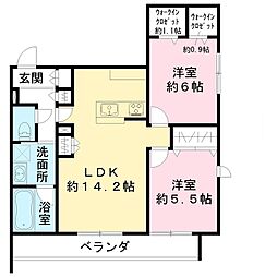 仮)小杉陣屋町2丁目メゾン 2LDKの間取図画像